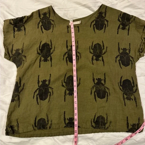 Olive Green Beetle Print Top - Picture 4 of 4